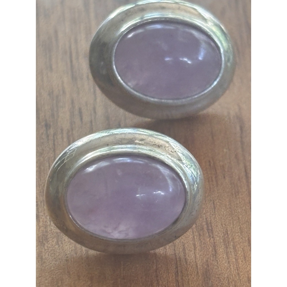 Vintage 925 Sterling Silver Marked ESPO SIG Esposito Amethyst Pierced Earrings